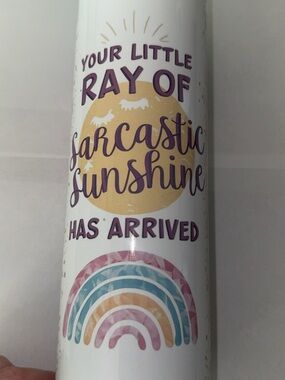 Sarcastic Sunshine Stainless Tumbler - White with Pastel Rainbow